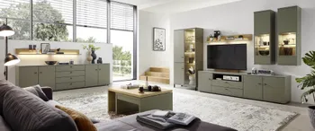 Wohnwand mit Lowboard, Sidebord und Couchtisch 